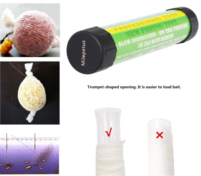 Milepetus PVA Mesh Bait Bags Carp Fishing Mesh Refill Stocking for Boilie Rig w/Funnel and Plunger Carp Fishing Accessory Tools (25MM) - Image 4